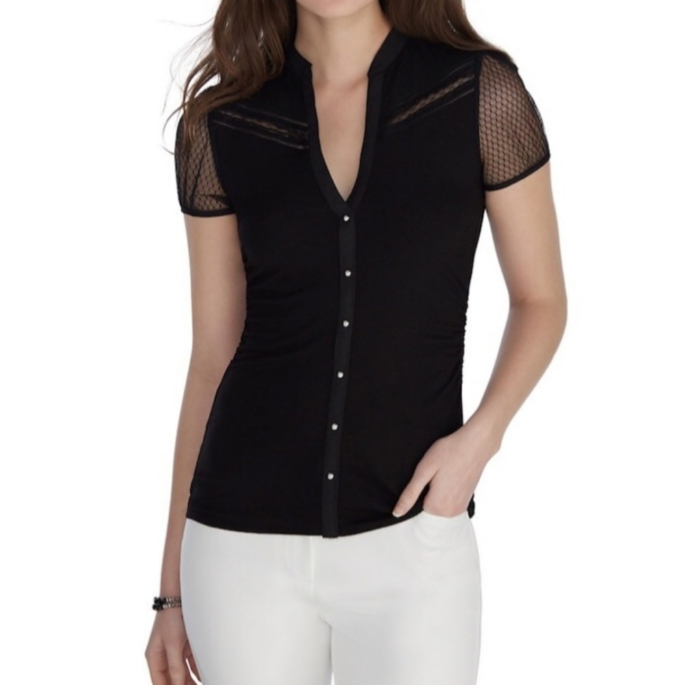 Black Mesh Sleeve Women's Top